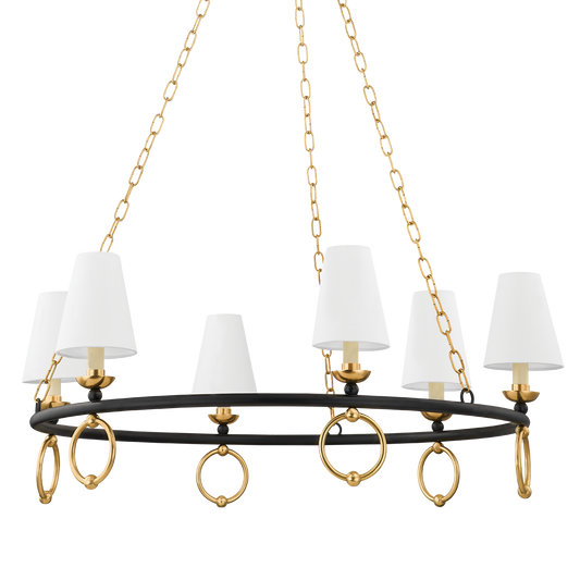 HAVERFORD Chandelier in Aged Brass Finish
