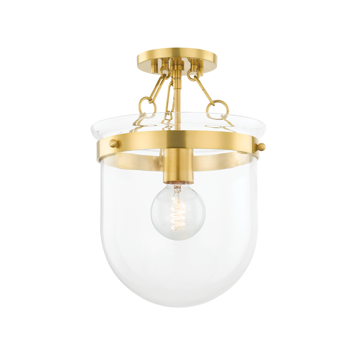 DUNBAR Semi Flush in Aged Brass Finish