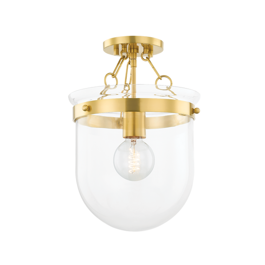 DUNBAR Semi Flush in Aged Brass Finish