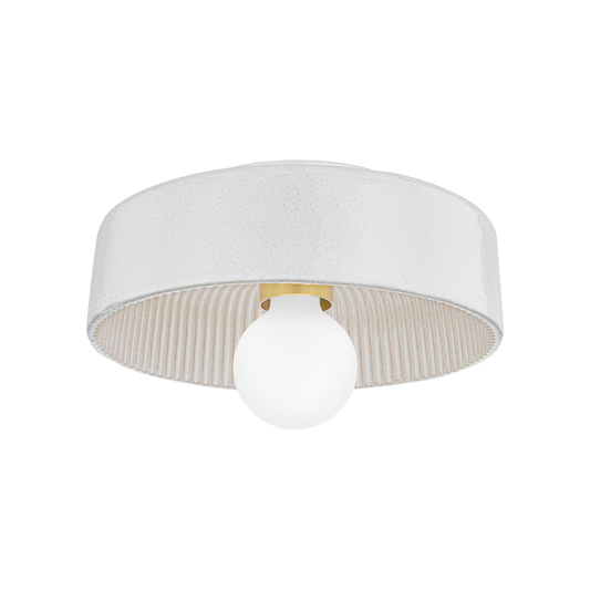RAY Flush Mount in Aged Brass/ Ceramic Reactive White Finish