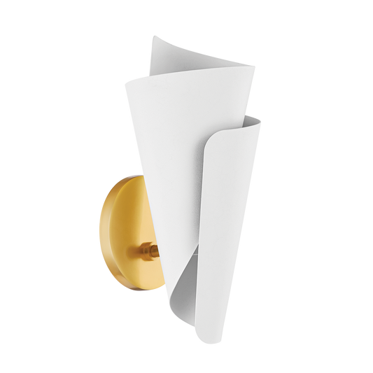 DAVINA Wall Sconce in AGED BRASS/TEXTURED WHITE Finish