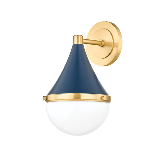 CIARA Wall Sconce in AGED BRASS/SOFT NAVY Finish