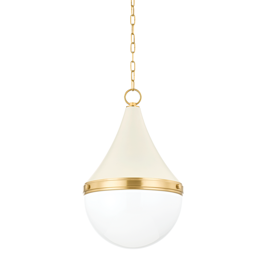 CIARA Pendant in AGED BRASS/SOFT CREAM Finish