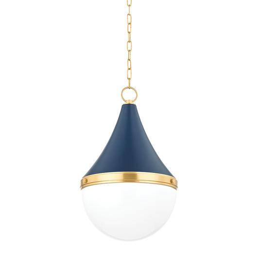 CIARA Pendant in AGED BRASS/SOFT NAVY Finish