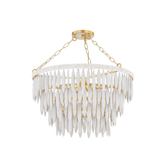TIFFANY Chandelier in AGED BRASS/TEXTURED CREAM Finish