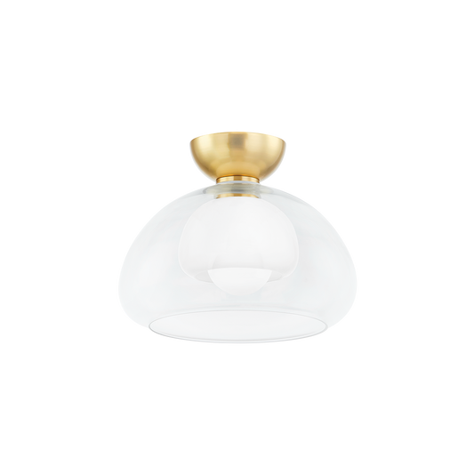 CORTNEY Semi Flush in Aged Brass Finish