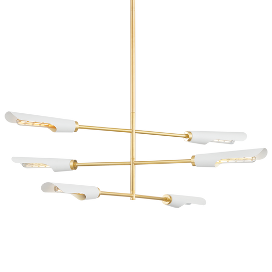 HARPERROSE Chandelier in AGED BRASS/SOFT WHITE Finish