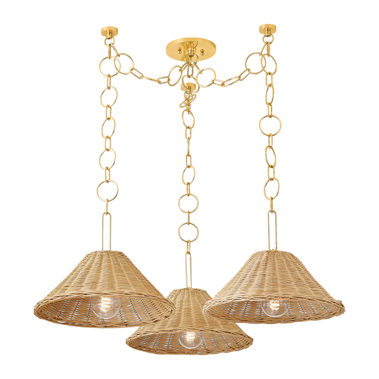 DALIA Chandelier in Aged Brass Finish