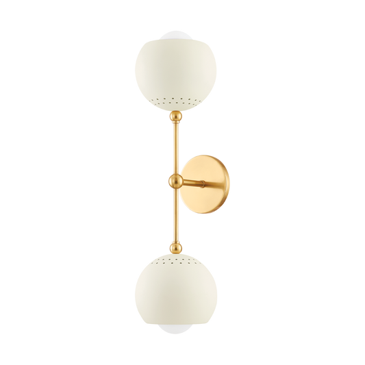 SAYLOR Wall Sconce in AGED BRASS/SOFT CREAM Finish
