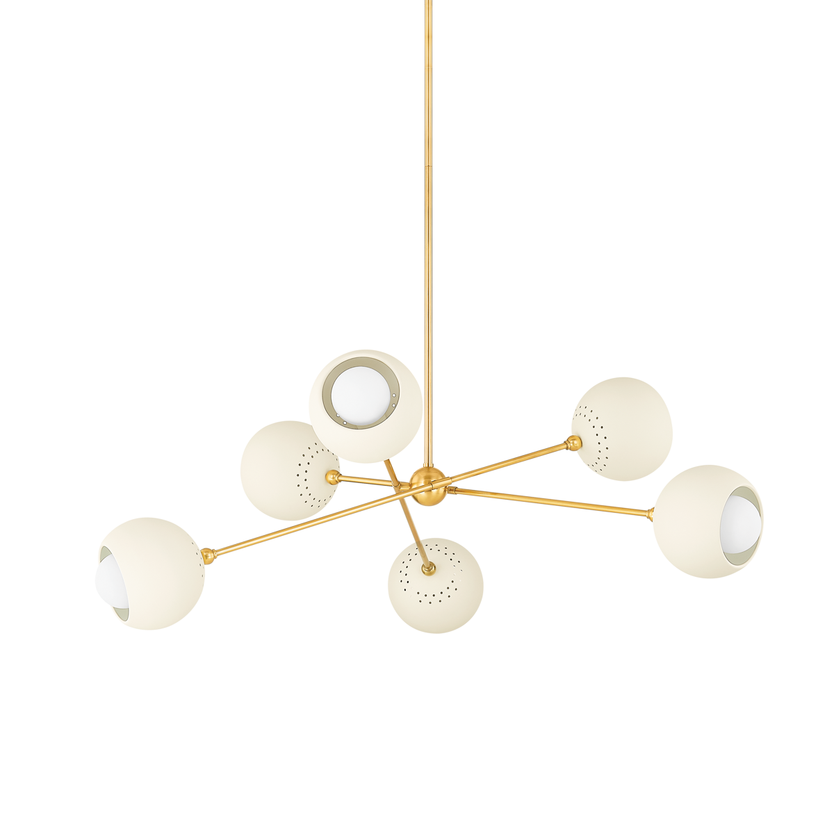 SAYLOR Chandelier in AGED BRASS/SOFT CREAM Finish