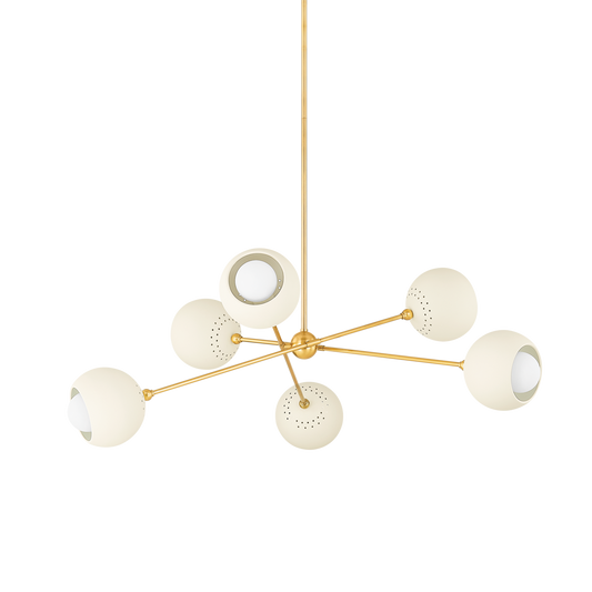 SAYLOR Chandelier in AGED BRASS/SOFT CREAM Finish