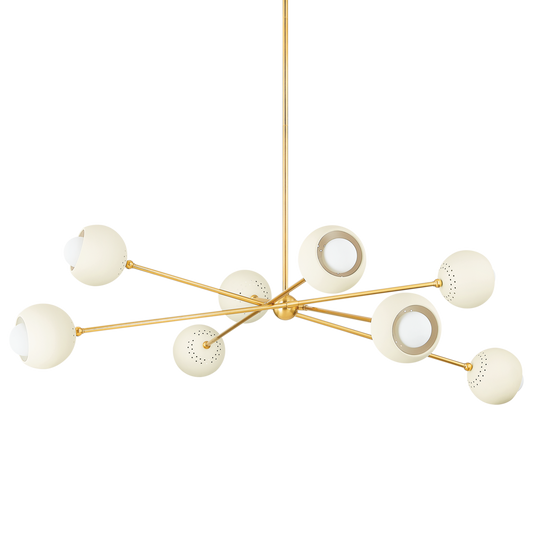 SAYLOR Chandelier in AGED BRASS/SOFT CREAM Finish