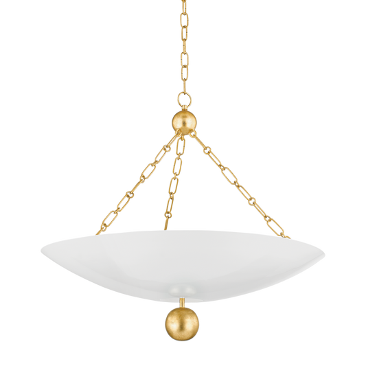 AMALI Pendant in Vintage Gold Leaf/Soft White Finish