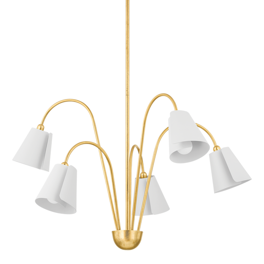 LILA Chandelier in GOLD LEAF/TEXTURED ON WHITE COMBO Finish