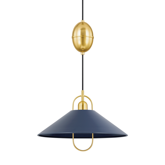 MARIEL PENDANT in AGED BRASS/SOFT NAVY Finish