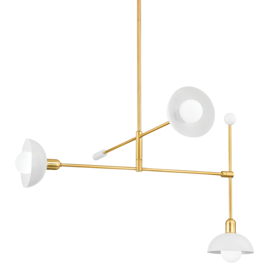 BILLIE Chandelier in AGED BRASS/SOFT WHITE Finish