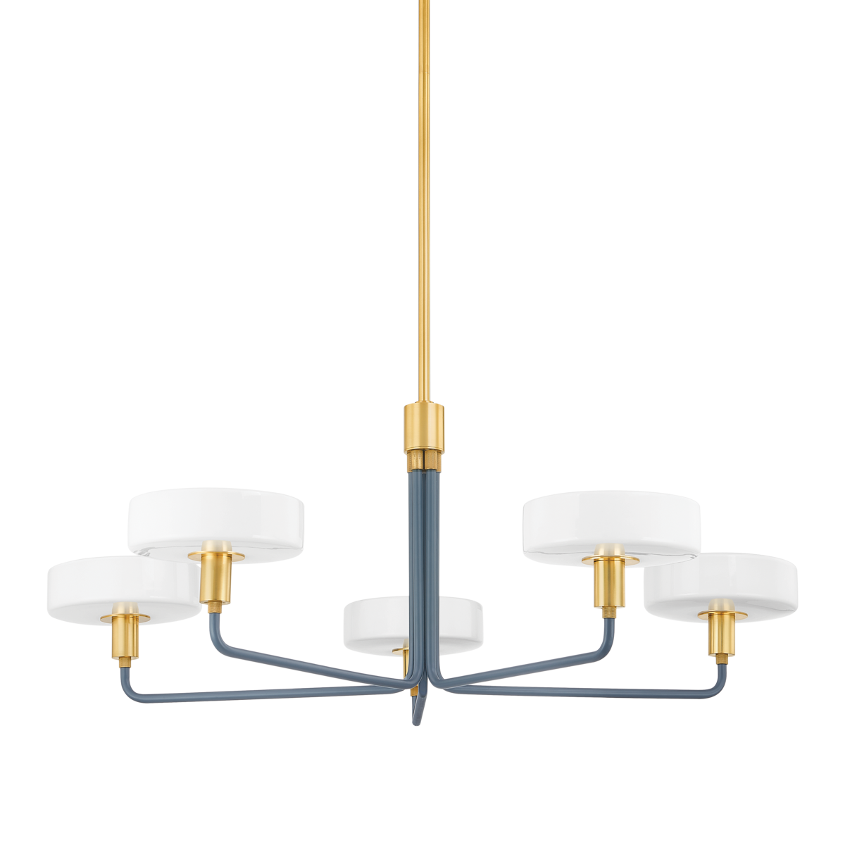 Aston Chandelier in Aged Brass/Slate Blue Finish
