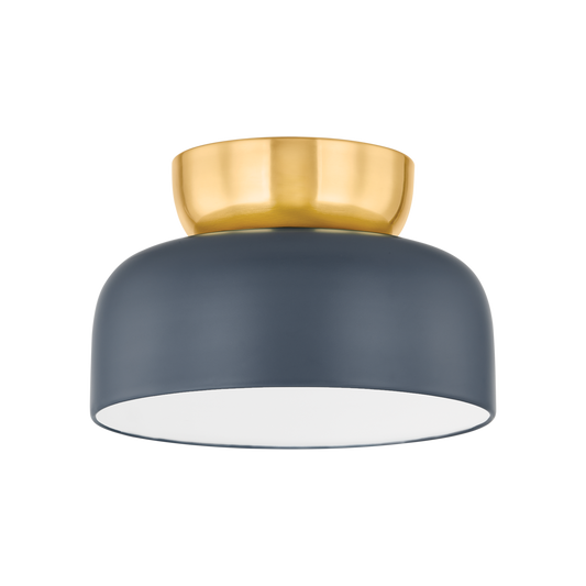Batya FLUSH MOUNT in Aged Brass/Slate Blue Finish