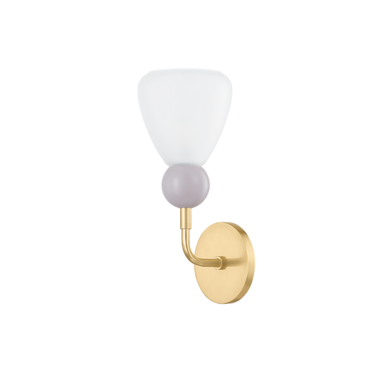 DOREEN WALL SCONCE in AGED BRASS/SOFT PEIGNOIR Finish