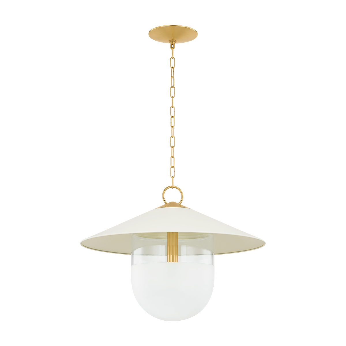 RESSI PENDANT in AGED BRASS/SOFT CREAM Finish