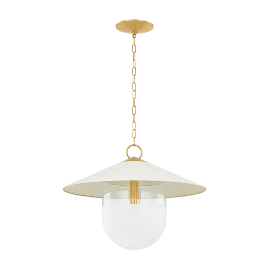 RESSI PENDANT in AGED BRASS/SOFT CREAM Finish