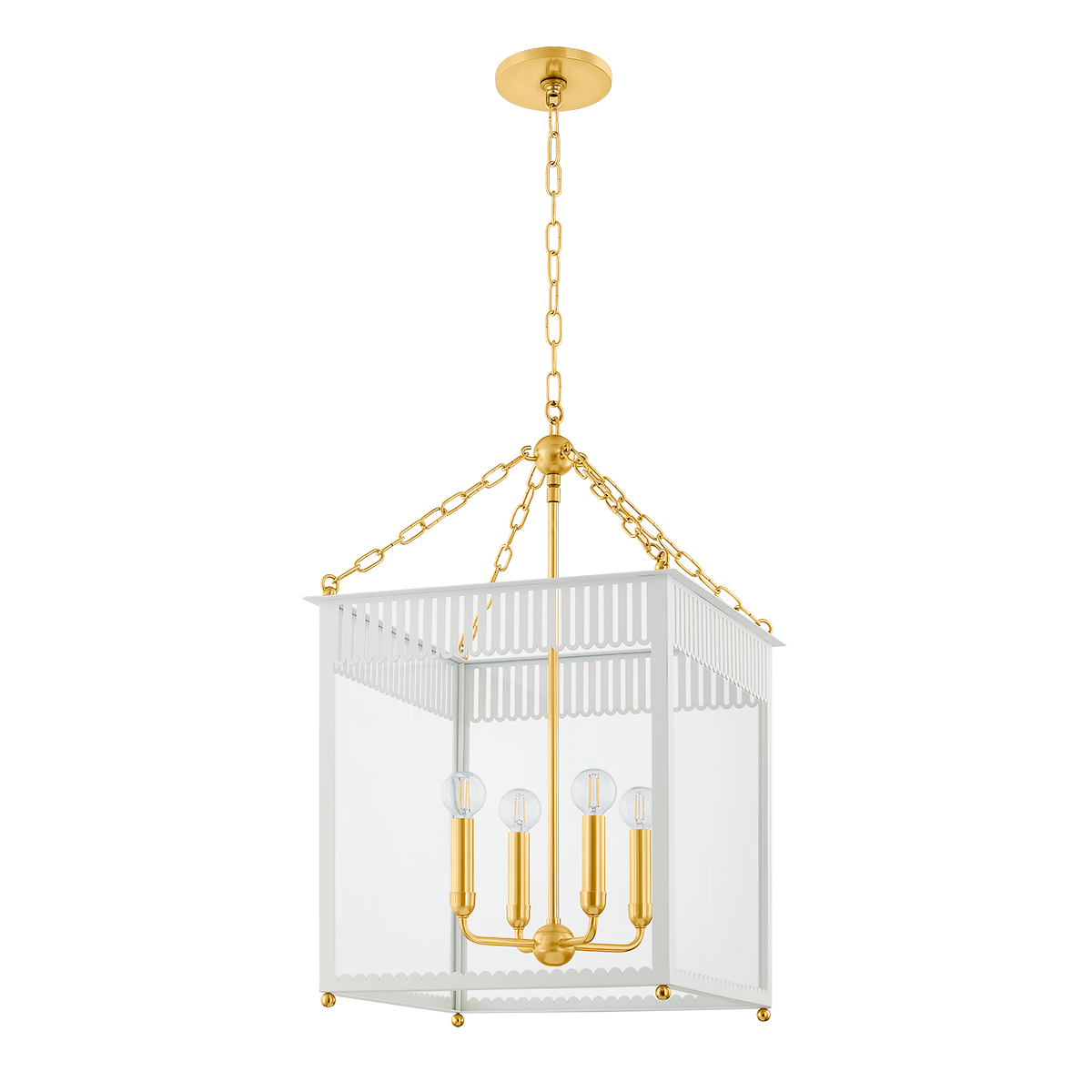 ROSALIE LANTERN in AGED BRASS/SOFT CREAM Finish