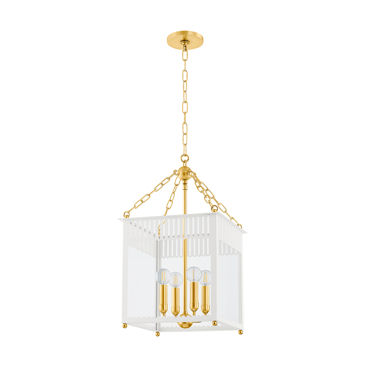 ROSALIE LANTERN in AGED BRASS/SOFT CREAM Finish