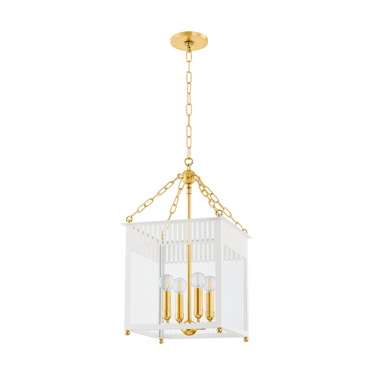 ROSALIE LANTERN in AGED BRASS/SOFT CREAM Finish