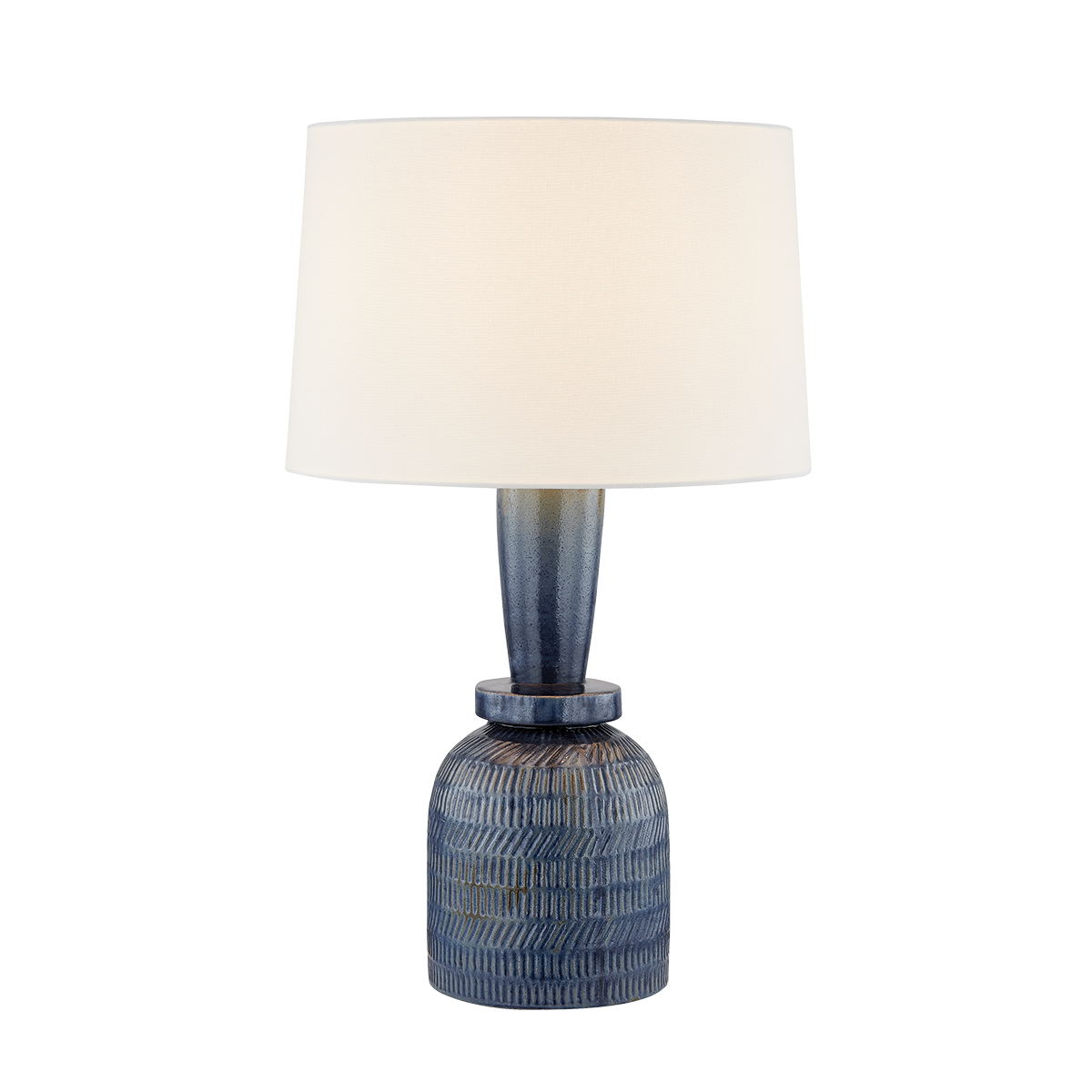 RUSSO Table Lamp in AGED BRASS/CERAMIC WASHED COBALT Finish