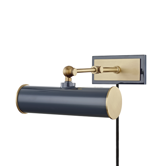 Holly Plug-In Sconce in Aged Brass/navy Finish