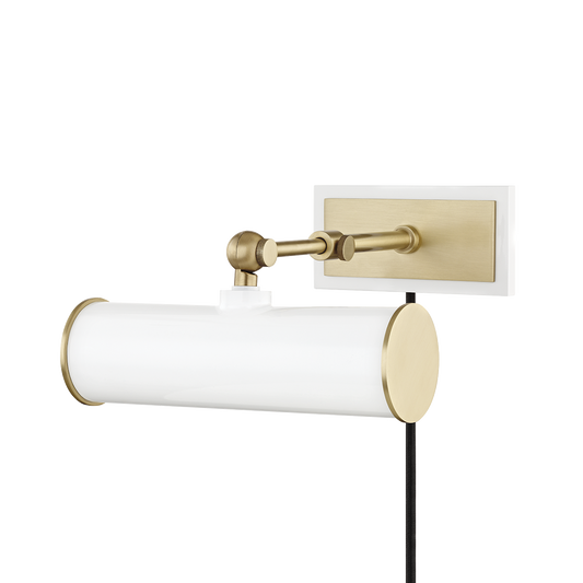 Holly Plug-In Picture Light in Aged Brass/soft Off White Finish