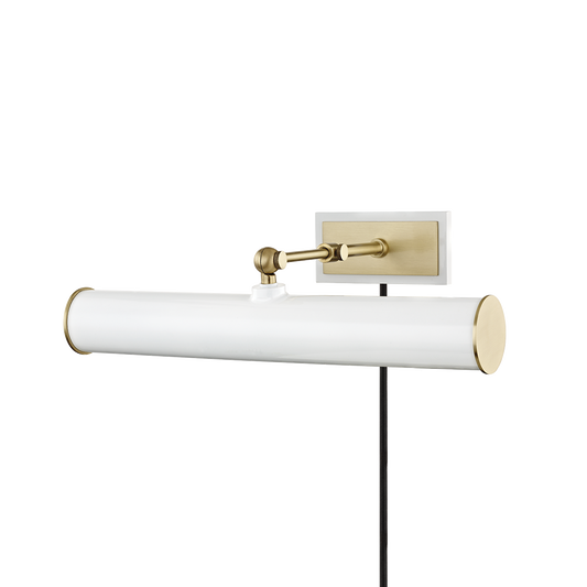 Holly Plug-in Picture Light in Aged Brass/soft Off White Finish