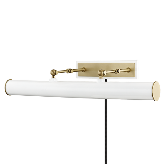 Holly Plug-In Picture Light in Aged Brass/soft Off White Finish