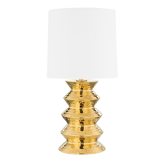 Zoe Table Lamp in AGED BRASS CERAMIC GOLD Finish