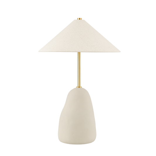Maia Table Lamp in AGED BRASS/CERAMIC TEXTURED BEIGE Finish
