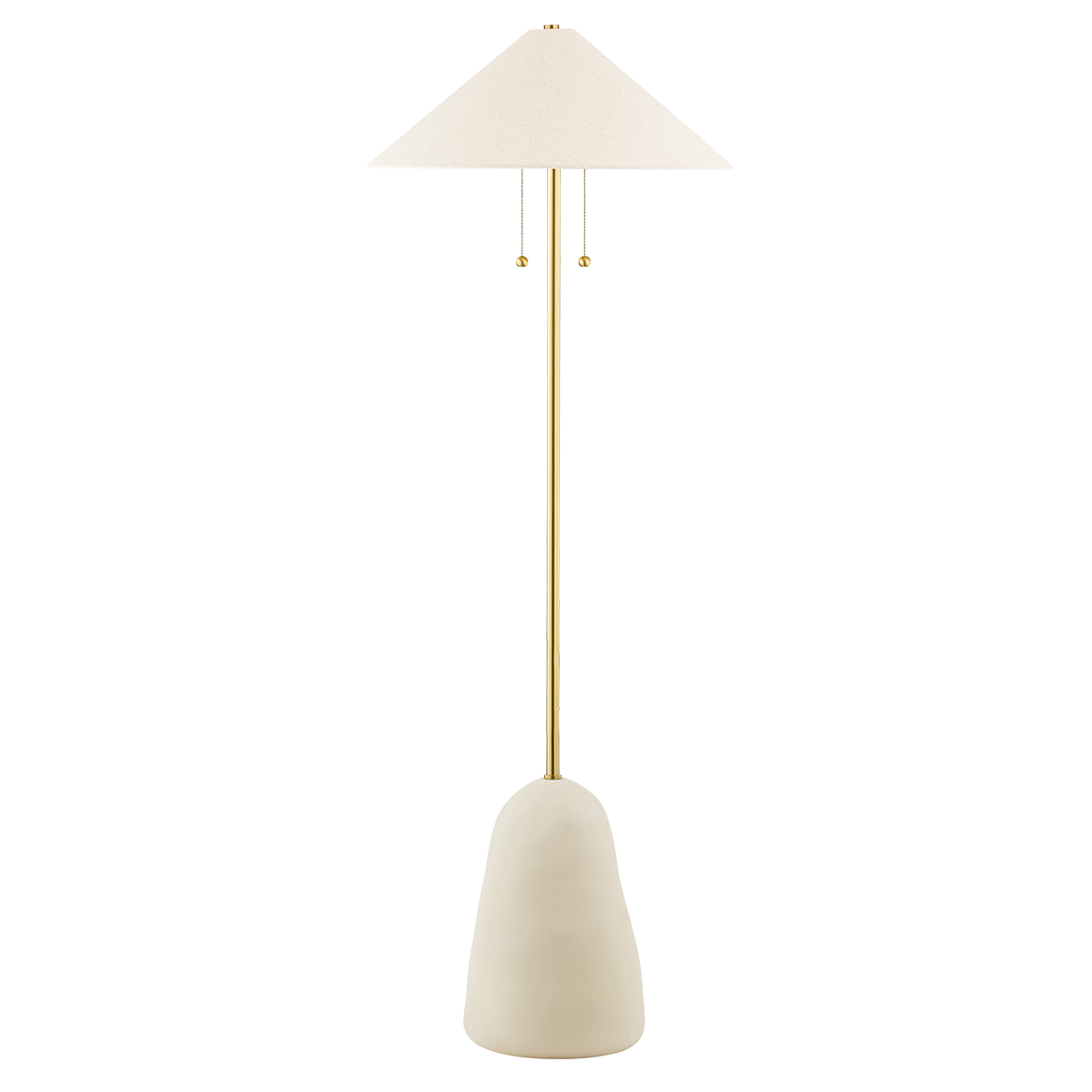 Maia Floor Lamp in AGED BRASS/CERAMIC TEXTURED BEIGE Finish