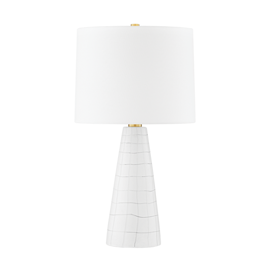 MELINDA Table Lamp in AGED BRASS/CERAMIC SATIN WHITE Finish