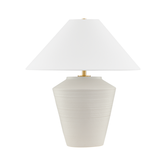 RACHIE Table Lamp in Aged Brass/ Ceramic Whitewash Terracotta Finish
