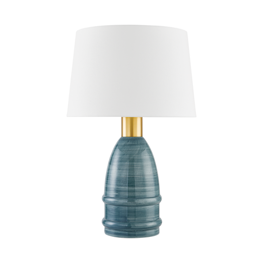 Tenley TABLE LAMP in Aged Brass/Ceramic Inchyra Blue Finish