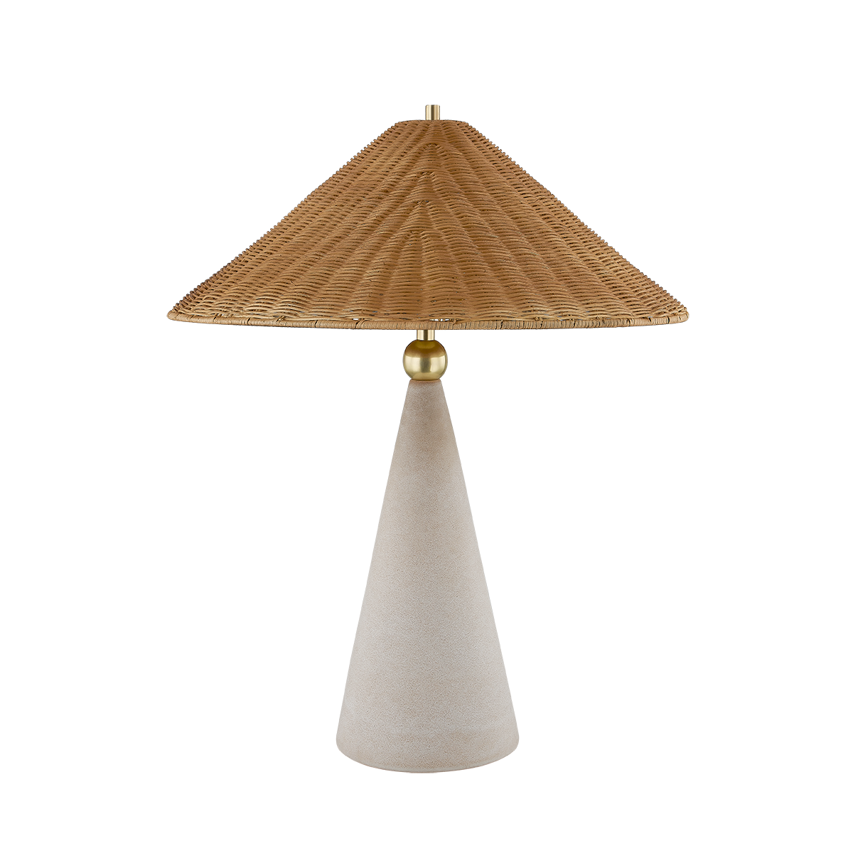 PERILLA Table Lamp in AGED BRASS/ CERAMIC WINDSWEPT WHITE Finish