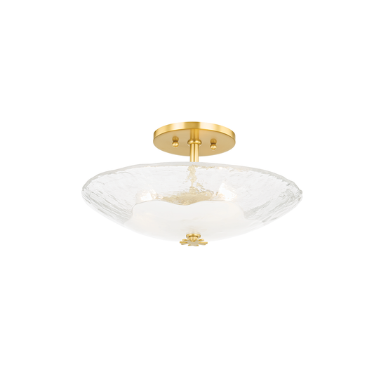 Lago Semi Flush with Aged Brass Finish