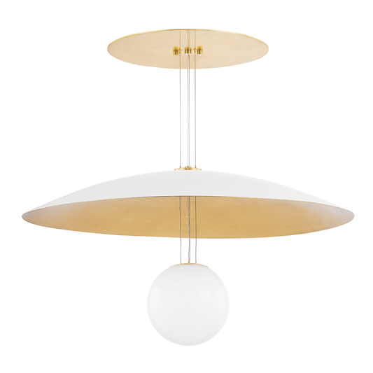 Brim Chandelier with SOFT WHITE/GOLD LEAF Finish
