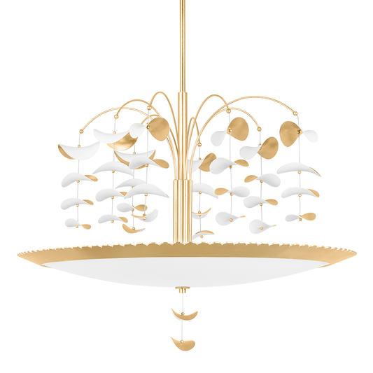 Paavo Chandelier with Gold Leaf/soft White Combo Finish