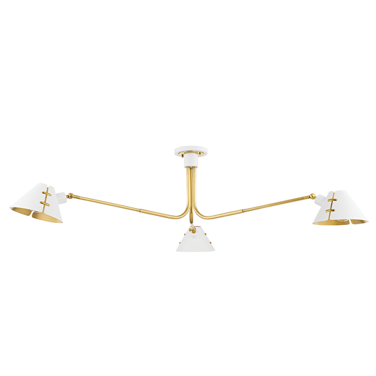 Split Semi Flush with AGED BRASS/SOFT WHITE Finish