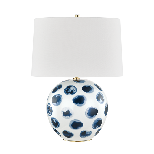 Blue Point Table Lamp with White Bisque/blue Dots Finish