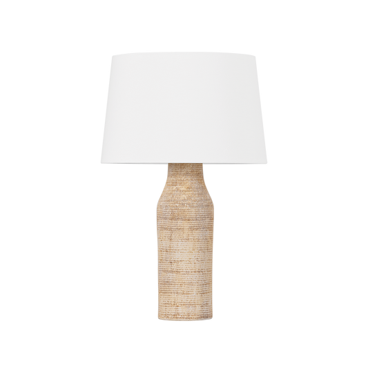 MEDINA TABLE LAMP with AGED BRASS/CERAMIC BASKETWEAVE Finish