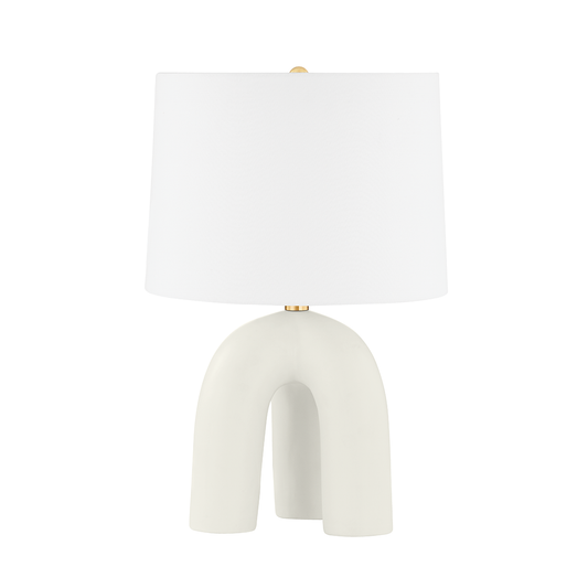 Mills Pond Table Lamp with AGED BRASS/SATIN IVORY Finish