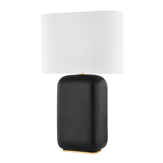 ARTHUR Table Lamp with AGED BRASS/BLACK LAVA CERAMIC Finish