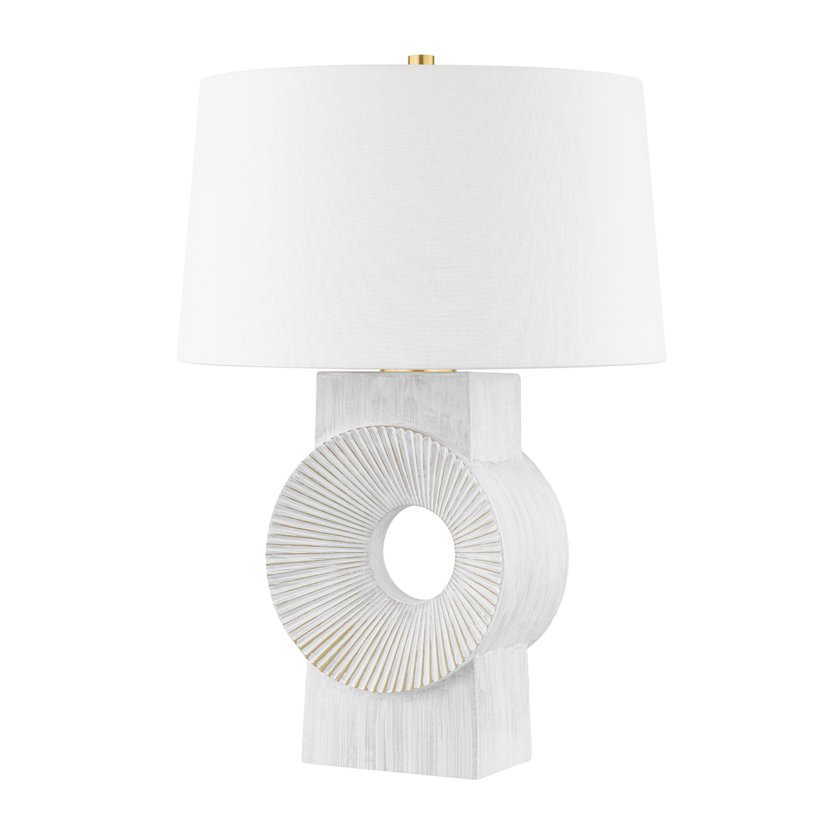 MILNER Table Lamp with AGED BRASS/WHITEWASH CERAMIC Finish