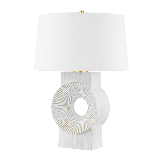 MILNER Table Lamp with AGED BRASS/WHITEWASH CERAMIC Finish